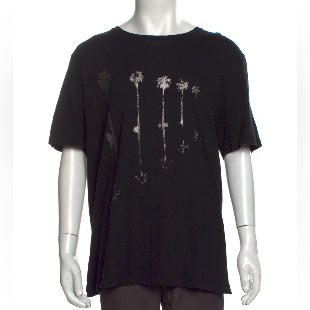 Saint Laurent 2019 Black Metallic Palm Tee XL NWT